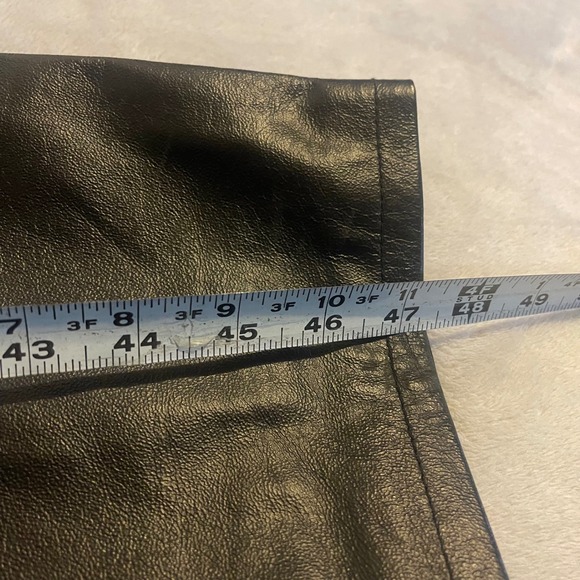 Vintage Leather Black Pants High Waist Straight Leg Womens Size 34x35 Western - Picture 6 of 9